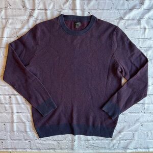J. Crew Mens Wool Sweater Large Crewneck Purple Knit Pull Over Preppy Casual